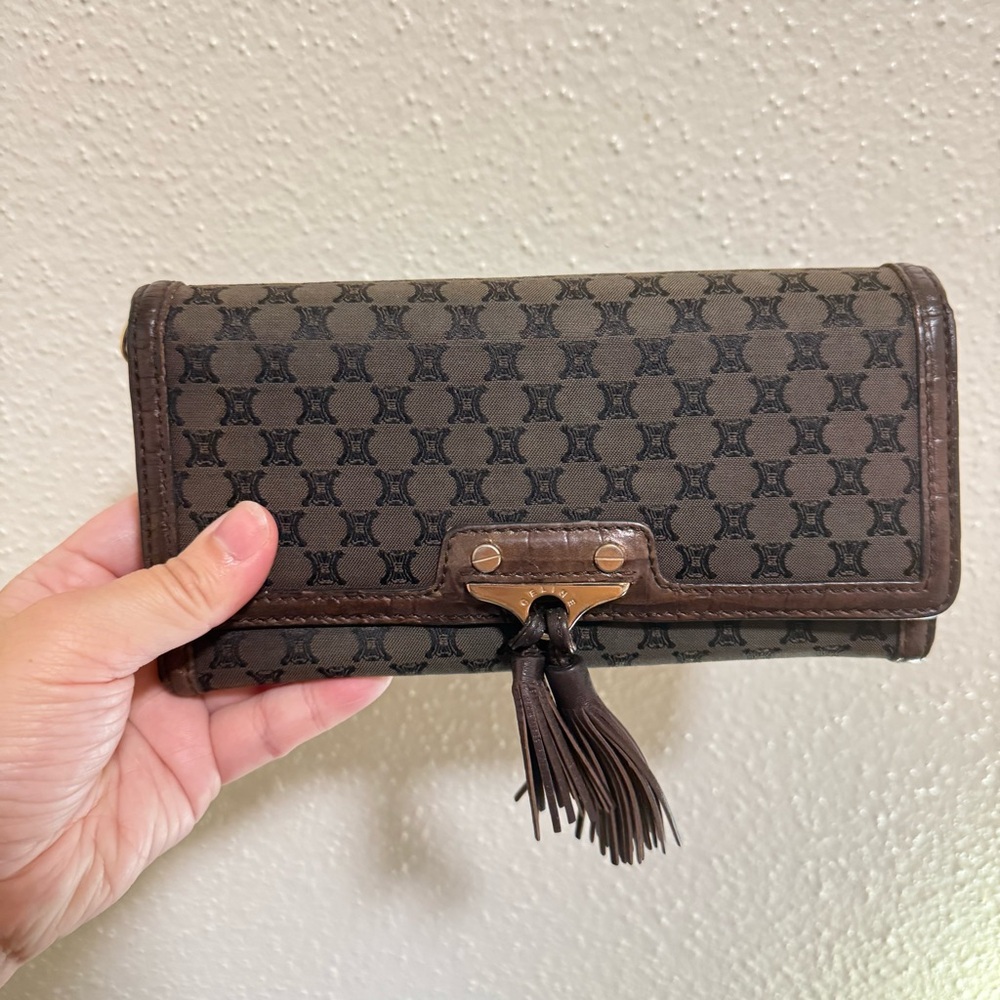 Celine Brown Monogram Wallet with tassel
